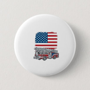 Patriotic Fire Truck American Flag Vintage Shirt_1 Button