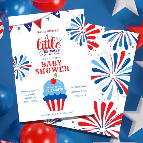 Patriotic Firecracker July Baby Shower Invitation