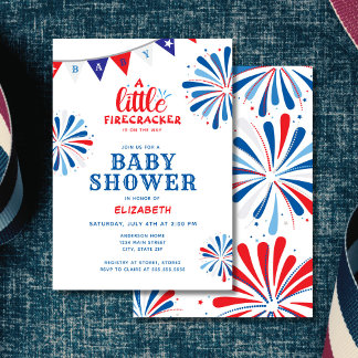 Patriotic Firecracker July Baby Shower Invitation