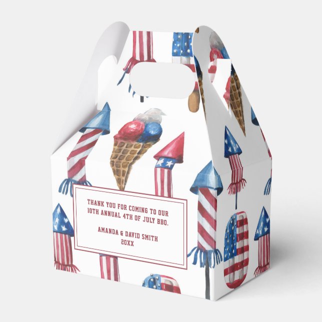 Patriotic Firecracker Popsicles 4th of July Party Favor Boxes (Front Side)