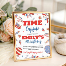 Patriotic Firecracker Time Capsule Sign