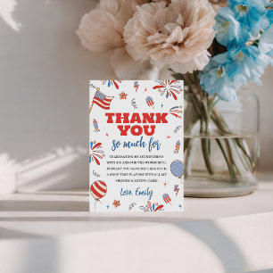 Patriotic Firecracker Watercolor Thank You Invitation