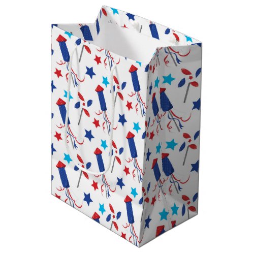 Patriotic firecrackers medium gift bag