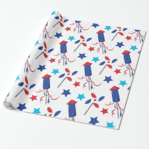 Patriotic firecrackers wrapping paper
