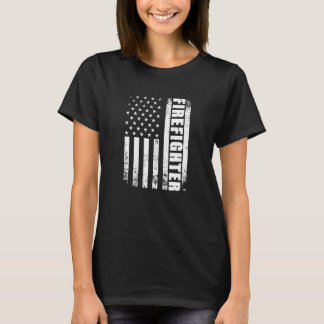Patriotic Firefighter American Usa Flag Fire Fight T-Shirt