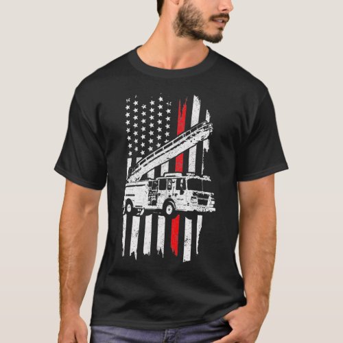Patriotic Firefighter Gift Thin Red Line Fire T_Shirt