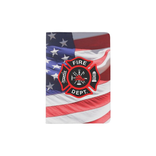 Steel Firefighter Maltese Cross with American Flag Sign 