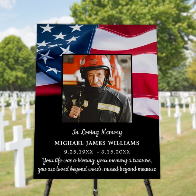 Patriotic Firefighter Memorial USA Flag Funeral Foam Board (Creator Uploaded)