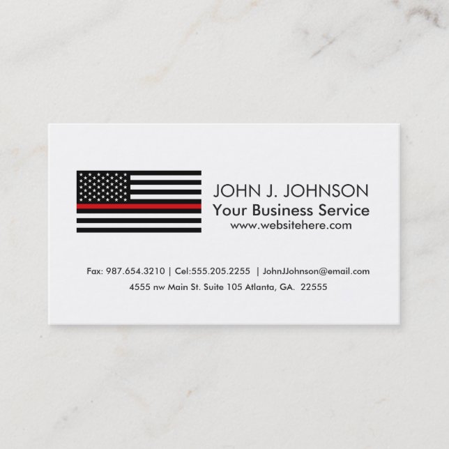 Patriotic Firefighter Style American Flag Business Card (Front)