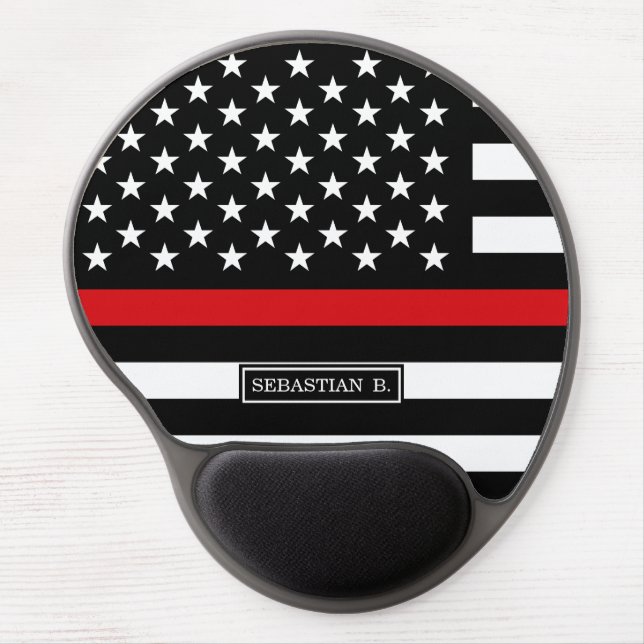 Patriotic Firefighter Style American Flag Gel Mouse Pad (Front)
