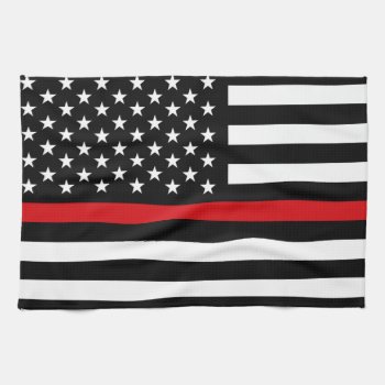 Patriotic Firefighter Style American Flag Kitchen Towel by HappyPlanetShop at Zazzle