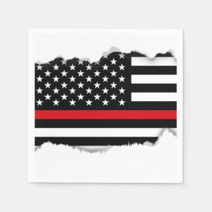 Patriotic Firefighter Style American Flag Paper Napkins