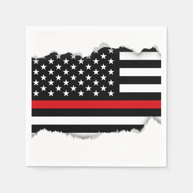 Patriotic Firefighter Style American Flag Paper Napkins (Front)
