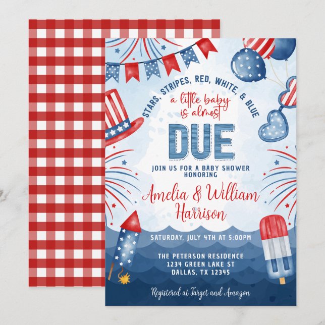 Patriotic Firework 4th of July Baby Shower Invitation (Front/Back)