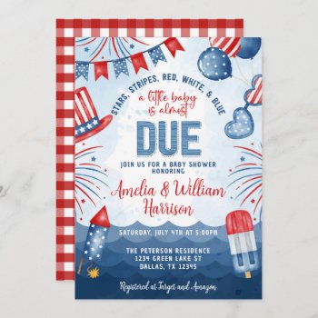 Patriotic Firework 4th Of July Baby Shower Invitation by PerfectPrintableCo at Zazzle