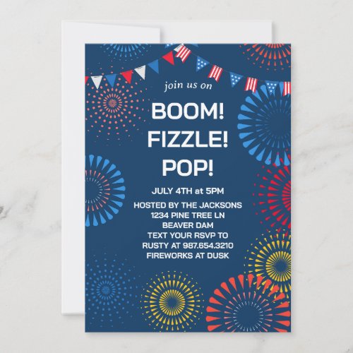 Patriotic Fireworks 4th of July Invitation Post Po