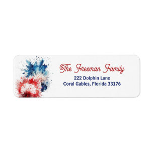 Patriotic Fireworks 4th of July Return Address Label