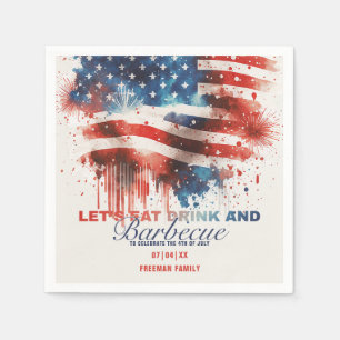 Patriotic Fireworks 4th of July Summer Party Napkins