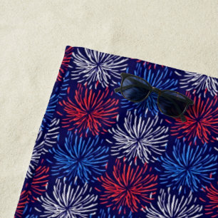 Patriotic Fireworks Beach Towel