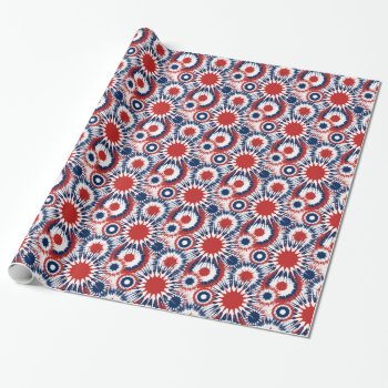 Patriotic Fireworks Bursts In Red White And Blue Wrapping Paper by CandiCreations at Zazzle