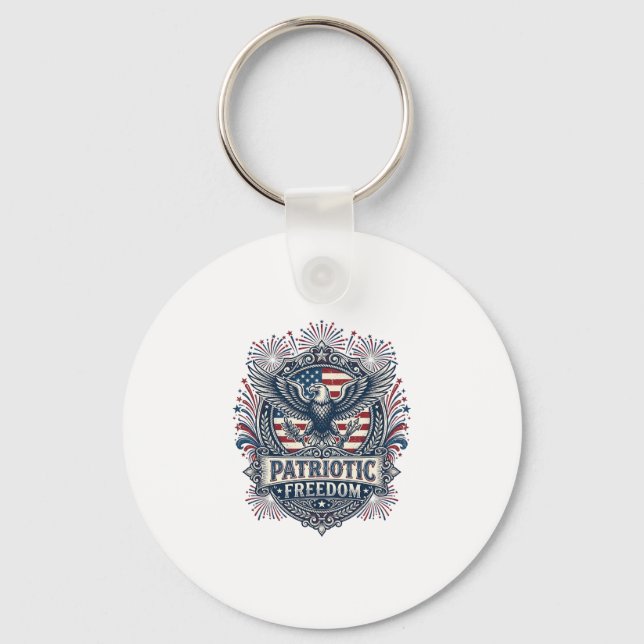 Patriotic Fireworks Festival Vector Graphic Tee_1 Keychain (Front)