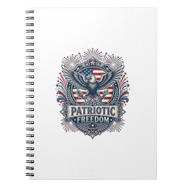 Patriotic Fireworks Festival Vector Graphic Tee_1 Notebook (Front)