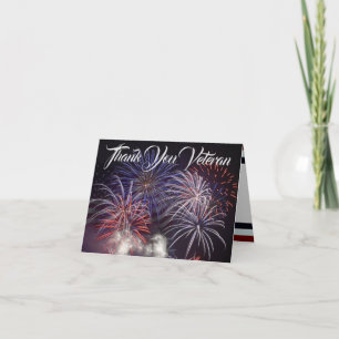 Patriotic Fireworks, Flag & Eagle Veteran Card