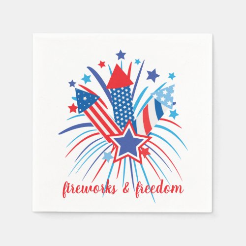 Patriotic fireworks  freedom napkins