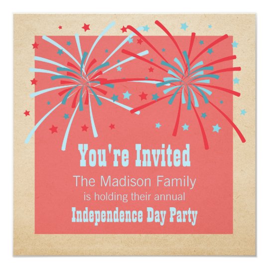 Patriotic Fireworks Invitation