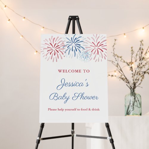 Patriotic Fireworks July 4th Baby Shower Welcome