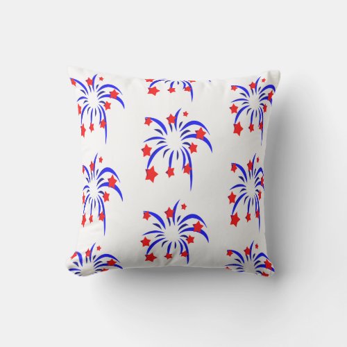 Patriotic Fireworks Outdoor Pillow