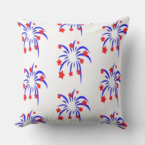 Patriotic Fireworks Outdoor Pillow