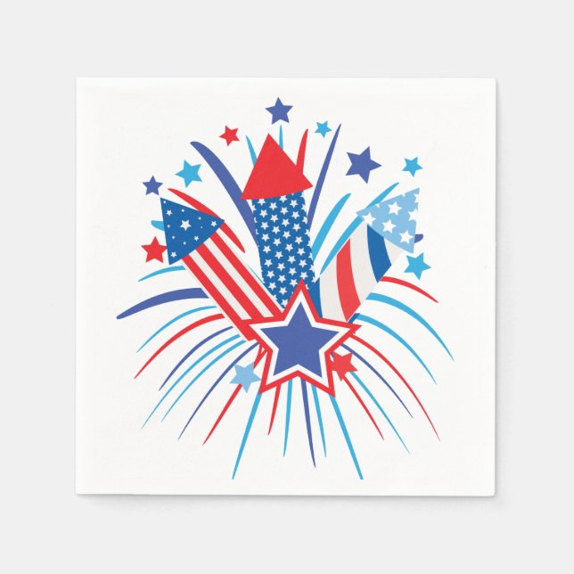 Patriotic fireworks Paper Napkin (Front)