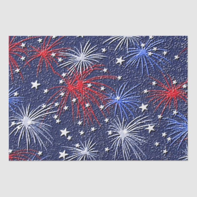 Patriotic fireworks pattern tissue paper (Front)