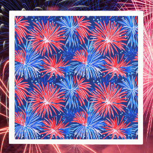 Patriotic Fireworks / Red White Blue Party  Napkins