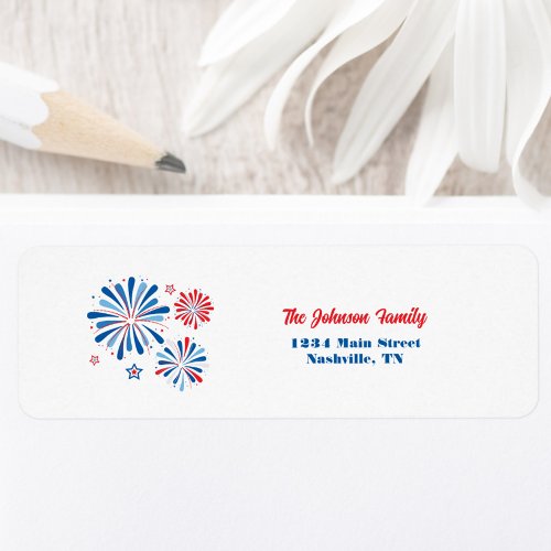 Patriotic Fireworks Return Address Label