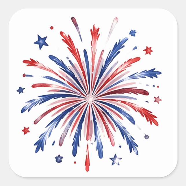 Patriotic fireworks  square sticker (Front)