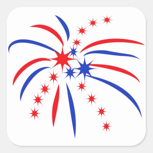 Patriotic Fireworks Square Sticker