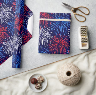 Patriotic Fireworks Wrapping Paper