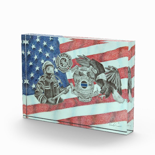 Patriotic First Responder Acrylic Award (Right)