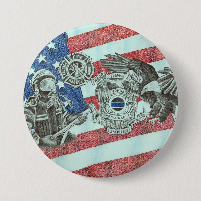 Patriotic First Responder Button (Front)