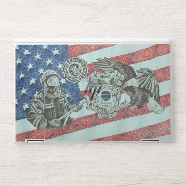 Patriotic First Responder HP Laptop Skin (Front)
