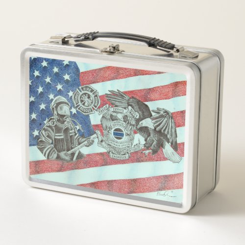 Patriotic First Responder Metal Lunch Box