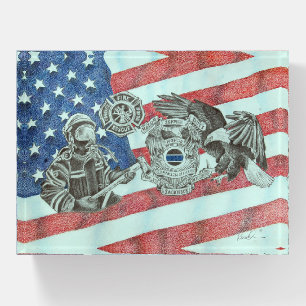 Patriotic First Responder Paperweight