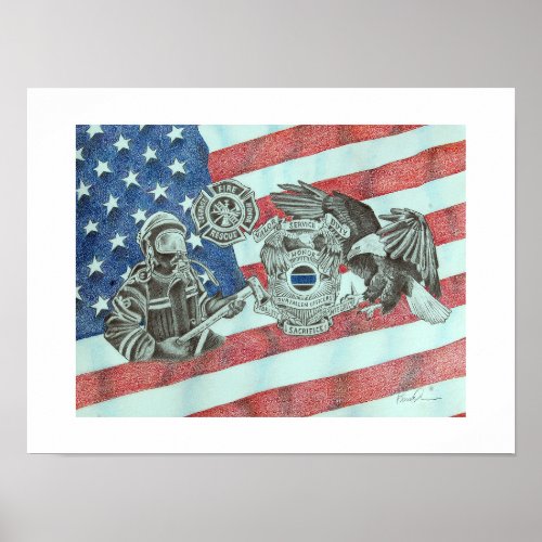 Patriotic First Responder Poster