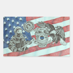 Patriotic First Responder Rectangular Sticker