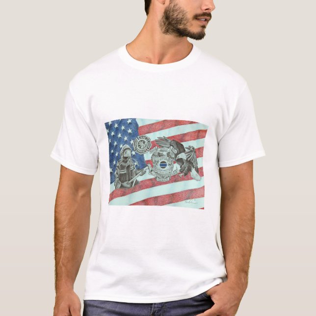 Patriotic first Responder  T-Shirt (Front)