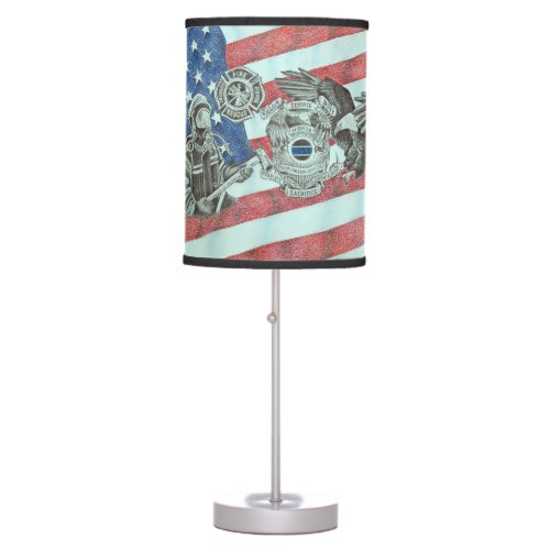 Patriotic First Responder Table Lamp