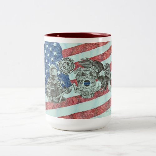 Patriotic First Responder  Two_Tone Coffee Mug