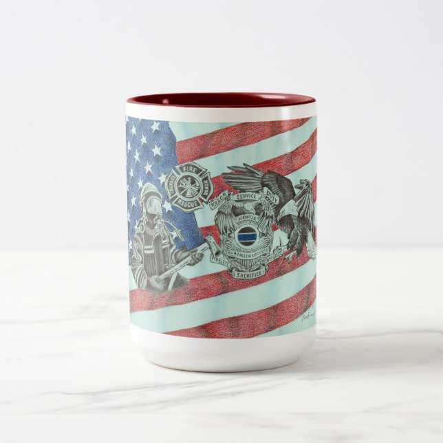 Patriotic First Responder  Two-Tone Coffee Mug (Center)